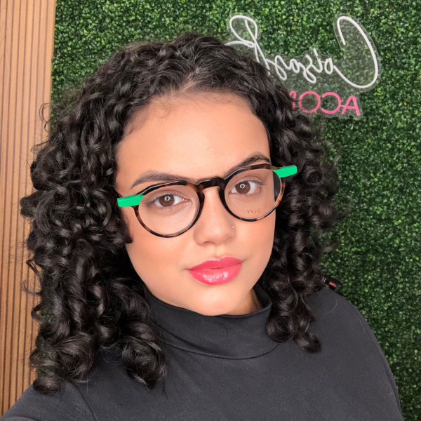 Armação de Óculos Redondo DL8004 Tartaruga e Verde